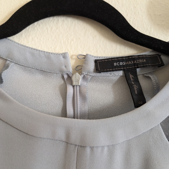 BCBG Max Azria Light Gray Bodycon Dress with Mesh Detail - Size 02 - Picture 4 of 5